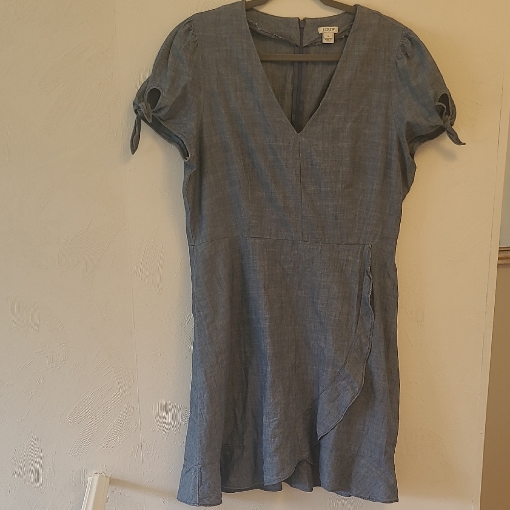 J. Crew Blue V-Neck Mini Dress - Picture 6 of 12